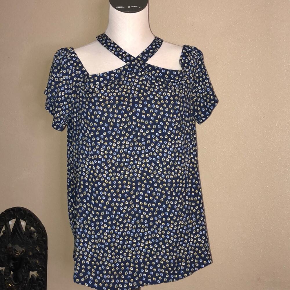 Loft Cottagecore Boho Hippie Cowgirl Girly Summer Black Blue Cold Shoulder Top